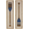 thumbnail image 1 of DecMode Brown Wood Paddle Wall Decor with Blue Accents and Chevron Patterned Background (2 Count), 1 of 13