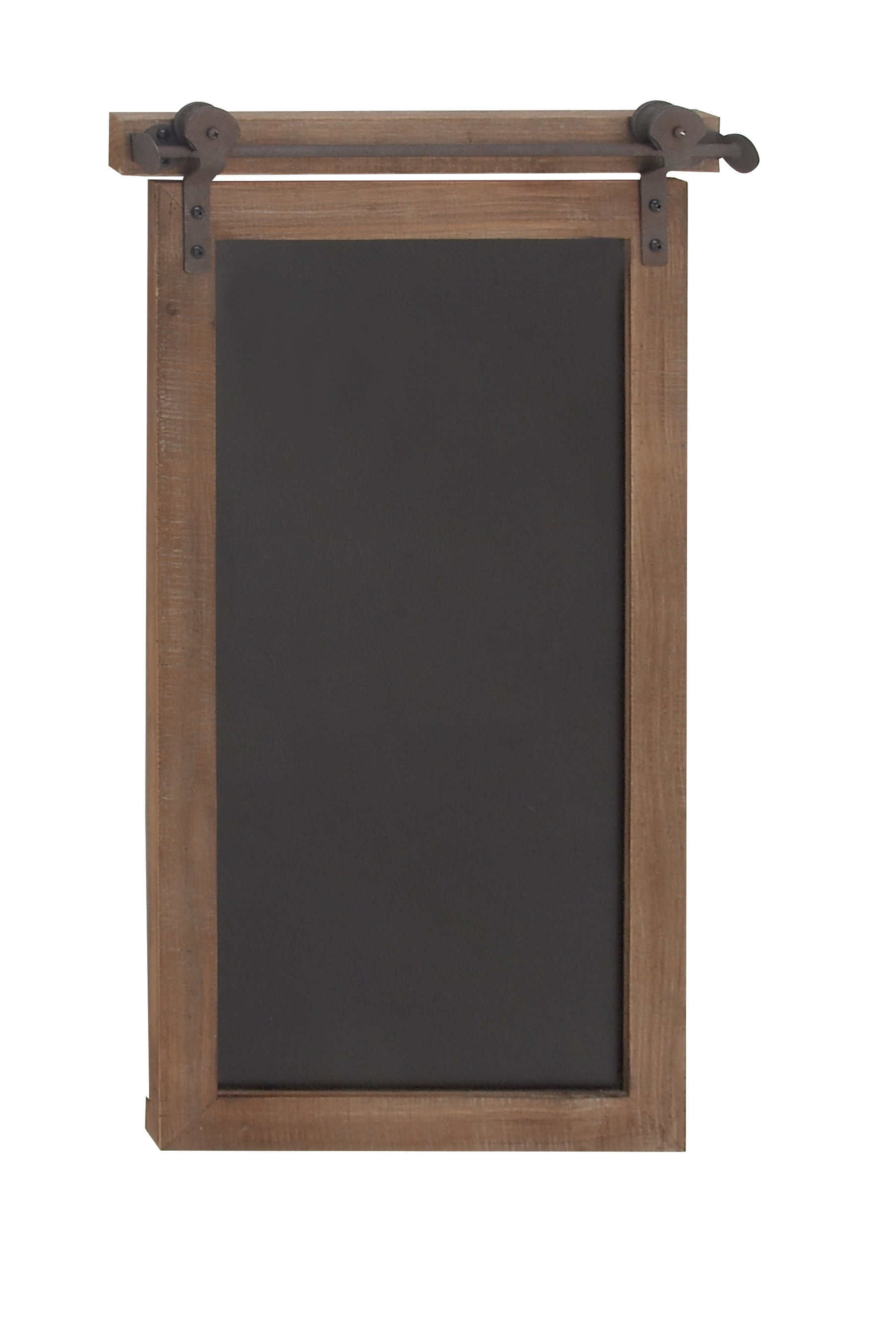 Brown Wood and Metal Chalkboard Sign with Barn Door Top