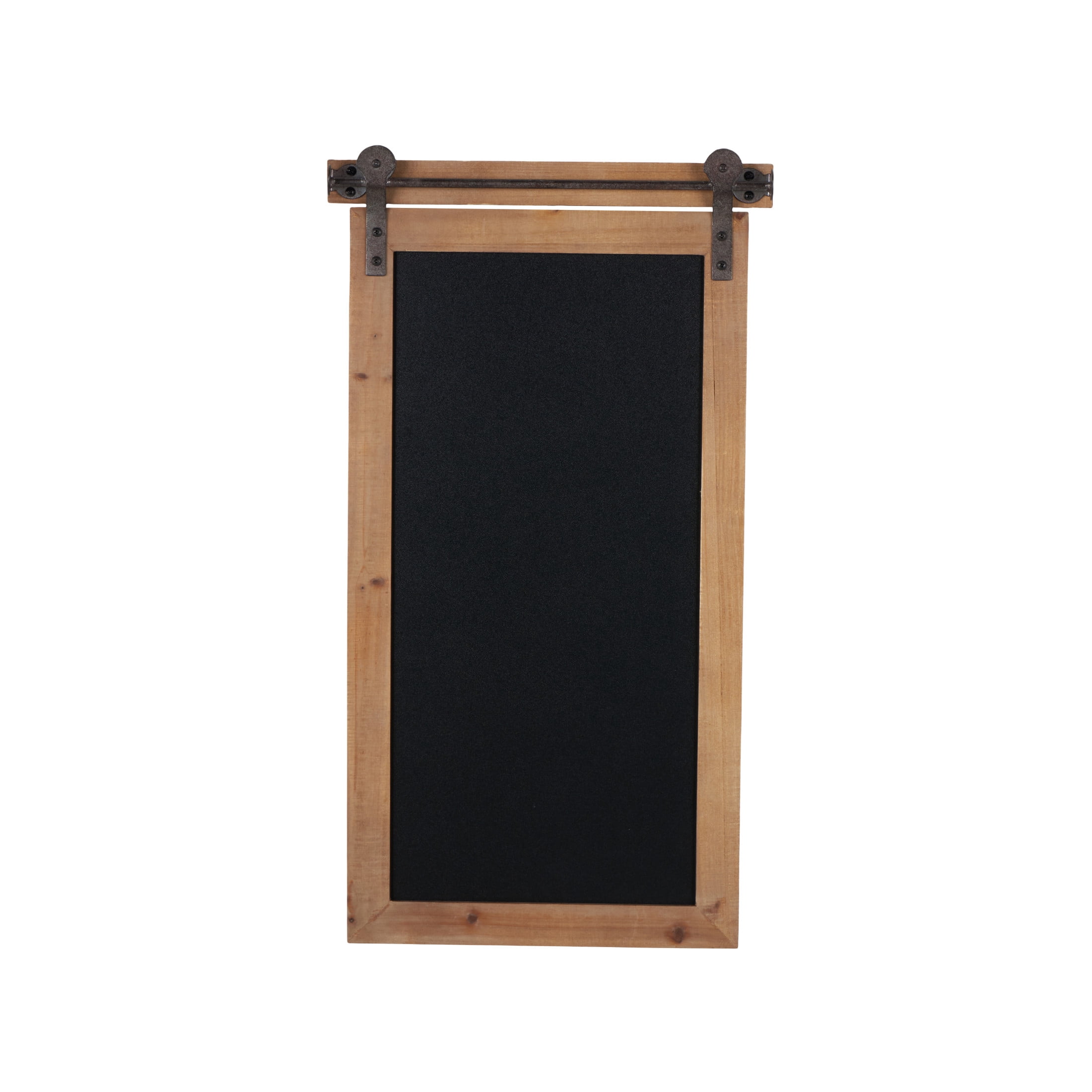 DecMode Brown Wood Chalkboard Sign Wall Decor with Barn Door Inspired Top