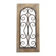 thumbnail image 1 of DecMode Brown Wood Window Inspired Scroll Wall Decor with Metal Scrollwork Relief, 1 of 9
