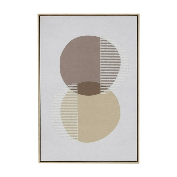 25" x 37" Overlapping Circle Geometric Framed Wall Art with White Fabric Detailing, by DecMode