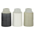 thumbnail image 1 of DecMode Ceramic Earthy, Coastal ,Minimalist, Neutral Vase Set of 3 5"W, 8"H, Matte and Textured Glaze Finish, in White, Beige and Charcoal Gray, 1 of 7