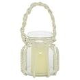 thumbnail image 1 of DecMode Clear Glass Decorative Candle Lantern with Rope Handle, 1 of 9