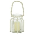 thumbnail image 1 of DecMode Clear Glass Decorative Candle Lantern with Rope Handle, 1 of 9