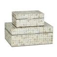 thumbnail image 1 of DecMode Coastal Cream Mother of Pearl Geometric Box with Polka Dot Shell Pattern, Set of 2 12", 8"W, 1 of 13