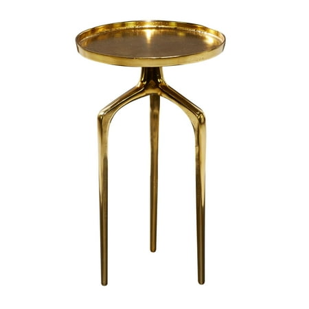 Actual Color: Gold Tray Inspired Top Solid Round 13" x 13" x 22"