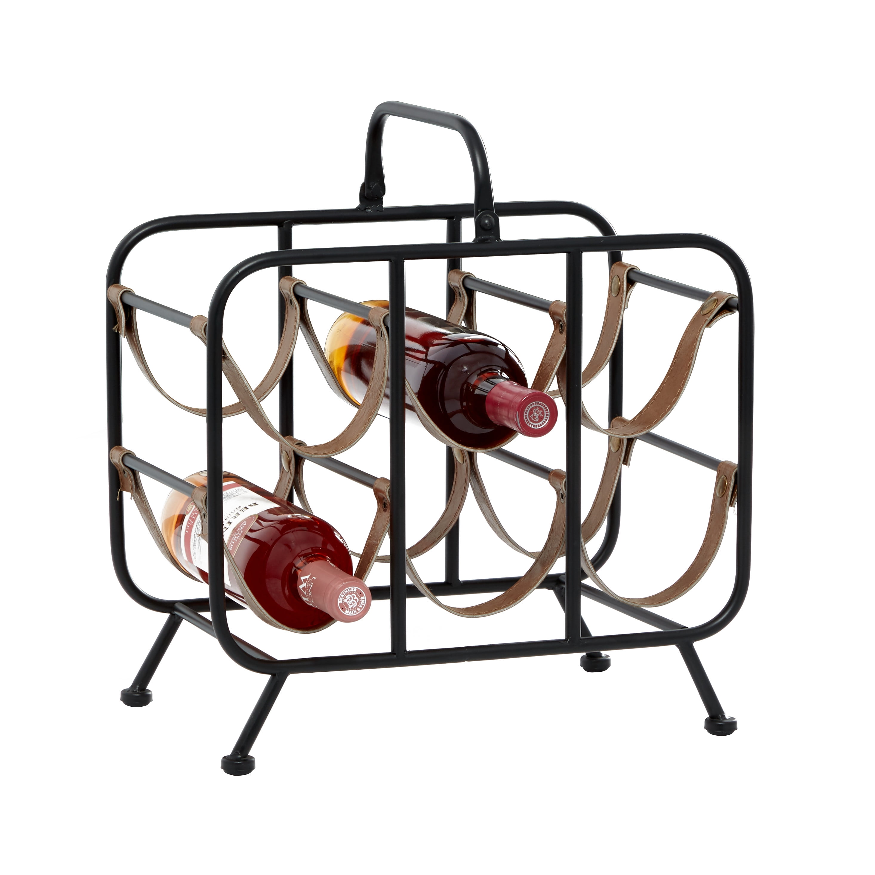 Metal and online leather wine rack
