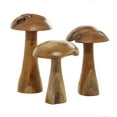 thumbnail image 1 of DecMode Contemporary Brown Wood Mushroom Sculpture with Golden Brown/Beige Finish, Set of 3 16", 14", 12"H, 1 of 15