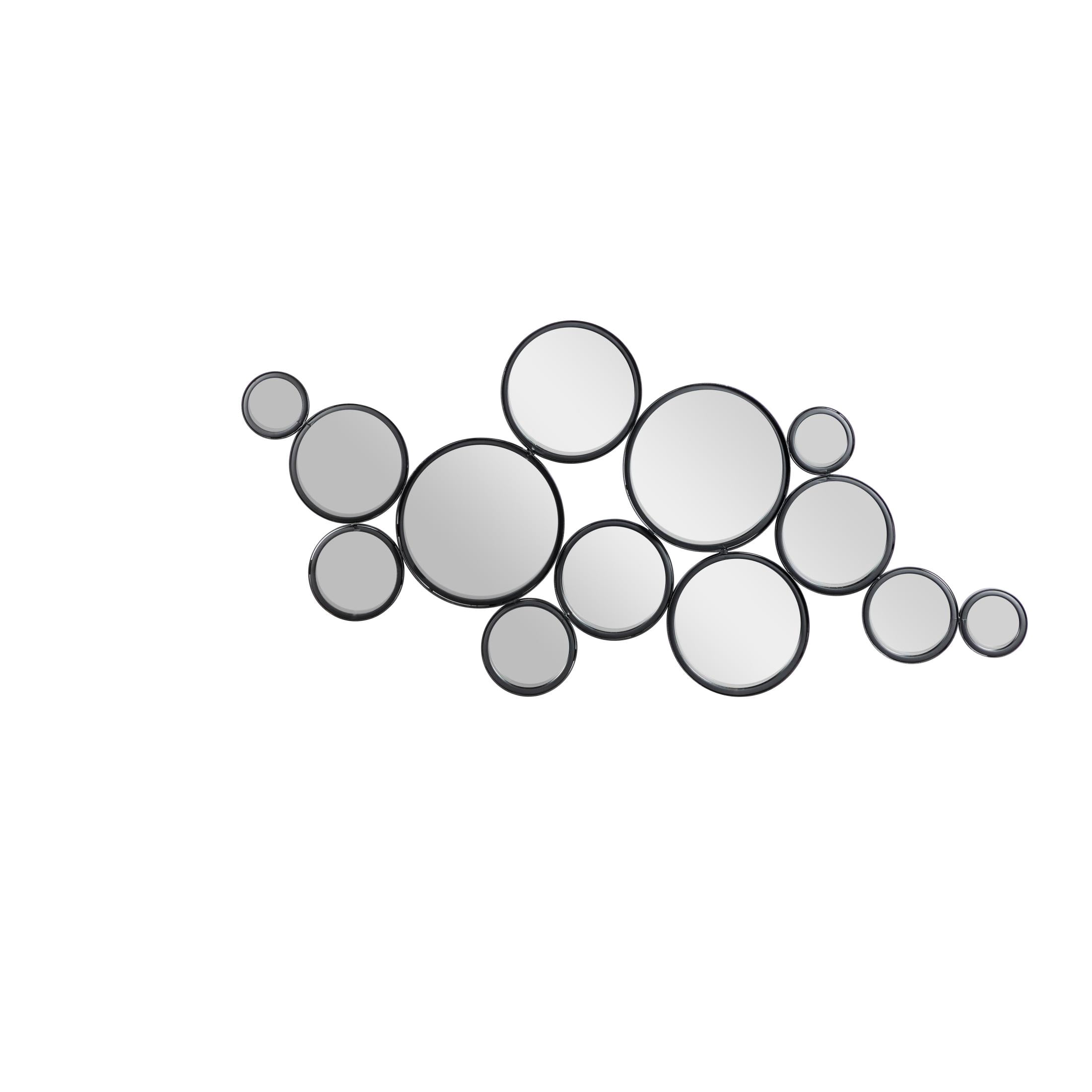 DecMode Contemporary Metal Bubble Cluster Inspired Wall Mirror, 24"W x 52"H with Black Frame Matte Finish