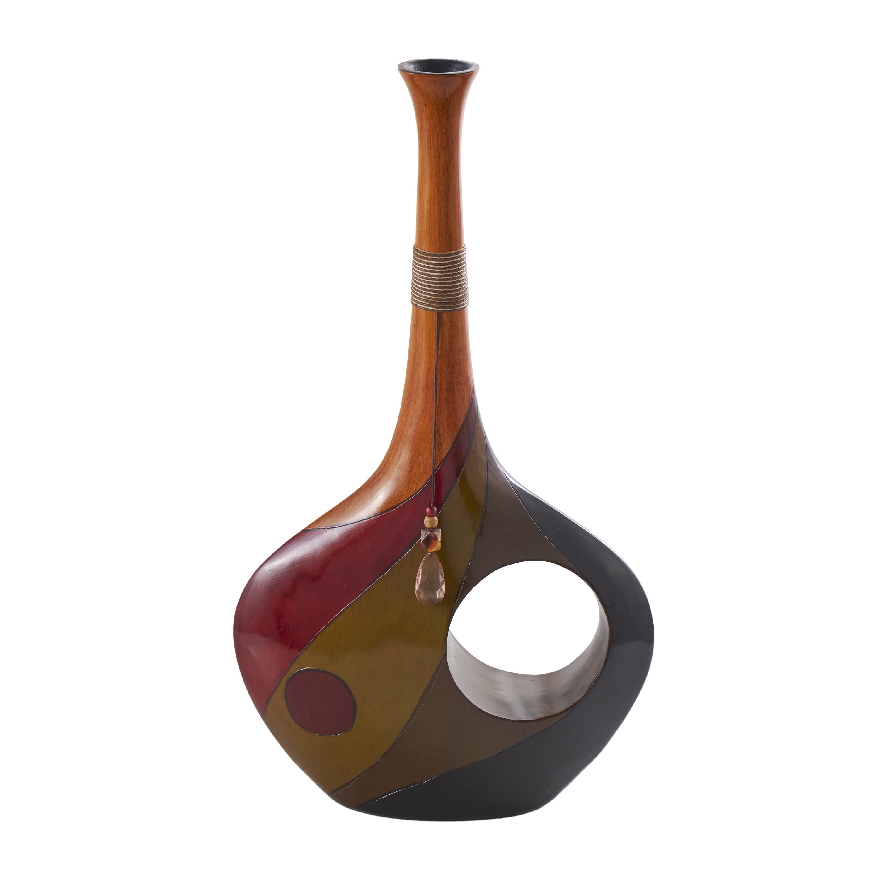 Multi-Colored Polystone Trumpet Vase with Jewel Accent