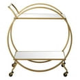 thumbnail image 1 of DecMode Contemporary, Modern, Glamorous, Round Iron Gold Frame Bar Cart with Mirror Shelving and Horizontal Handle, 27"W x 15"L x 30"H, Matte Finish, 1 of 15