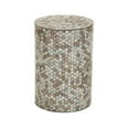 thumbnail image 1 of DecMode Contemporary Opalescent Mussel Shells Accent Table, 14"W x 14"L x 20"H, Neutral/Multi Colored, 1 of 12