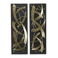 thumbnail image 1 of DecMode Contemporary Rectangular Abstract Wall Décor, Set of 2 12"W x 36"H with Shiny Gold Curved Metal Accent, 1 of 12