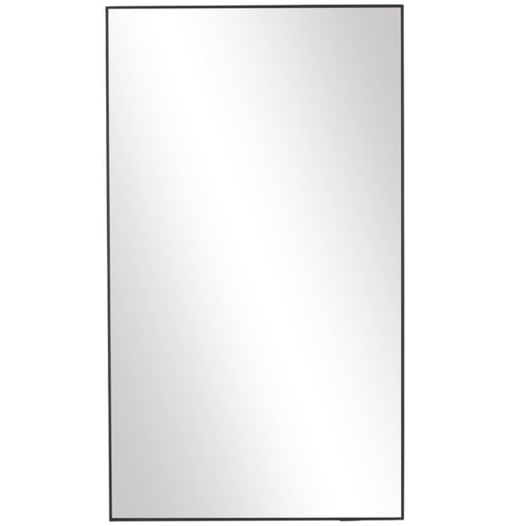 DecMode Contemporary Rectangular Black Wood Wall Mirror, 18"W x 32"H