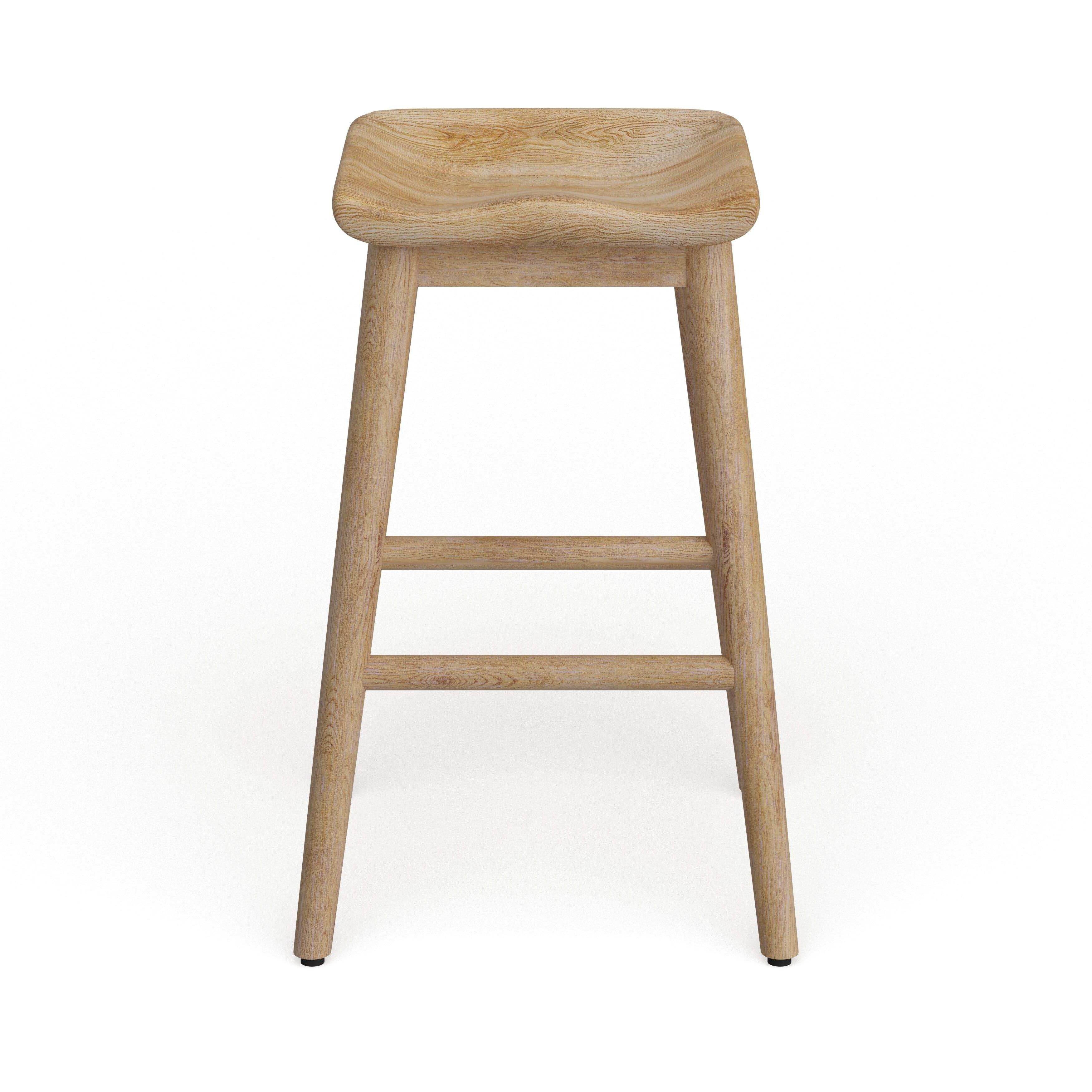 DecMode Contemporary Saddle Wood Counter Stool, 17