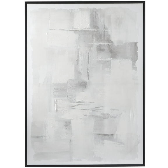 DecMode Contemporary Wood Gray Abstract Design Canvas Framed Wall Art, 47"W x 65"H
