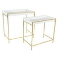 thumbnail image 1 of DecMode Contemporary Wood Rectangular Nesting Console Tables, with Gold Frame and White Tabletop Finish, Set of 2 22", 20"W, 1 of 14