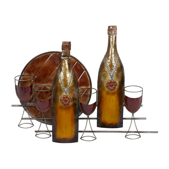 DecMode Copper Metal Wine Wall Decor