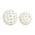 thumbnail image 1 of DecMode Cream 5" Abstract Decorative Ball Polystone Orbs & Vase Filler (2 Count), 1 of 7