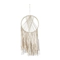 thumbnail image 1 of DecMode Cream Canvas Handmade Intricately Weaved Macrame Wall Decor with Beaded Fringe Tassels, 1 of 7