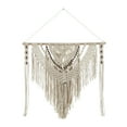thumbnail image 1 of DecMode Cream Cotton Handmade Intricately Weaved Macrame Wall Decor with Beaded Fringe Tassels, 1 of 7