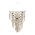 thumbnail image 1 of DecMode Cream Cotton Intricately Weaved Macrame Wall Decor with Beaded Fringe Tassels, 1 of 7