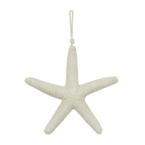 DecMode Cream Jute Rope Handmade Wrapped Starfish Wall Decor with Hanging Rope