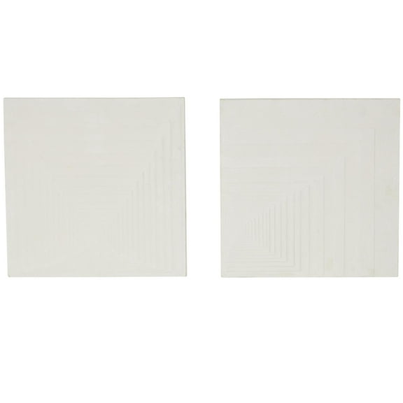 DecMode Cream Metal Layered Square Cube Perspective Geometric Wall Decor with Sandstone Texture (2 Count)