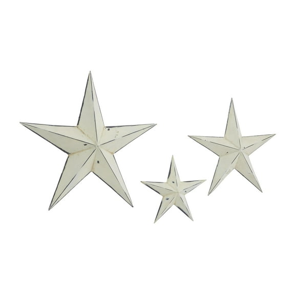 DecMode Cream Metal Star Wall Decor (3 Count)