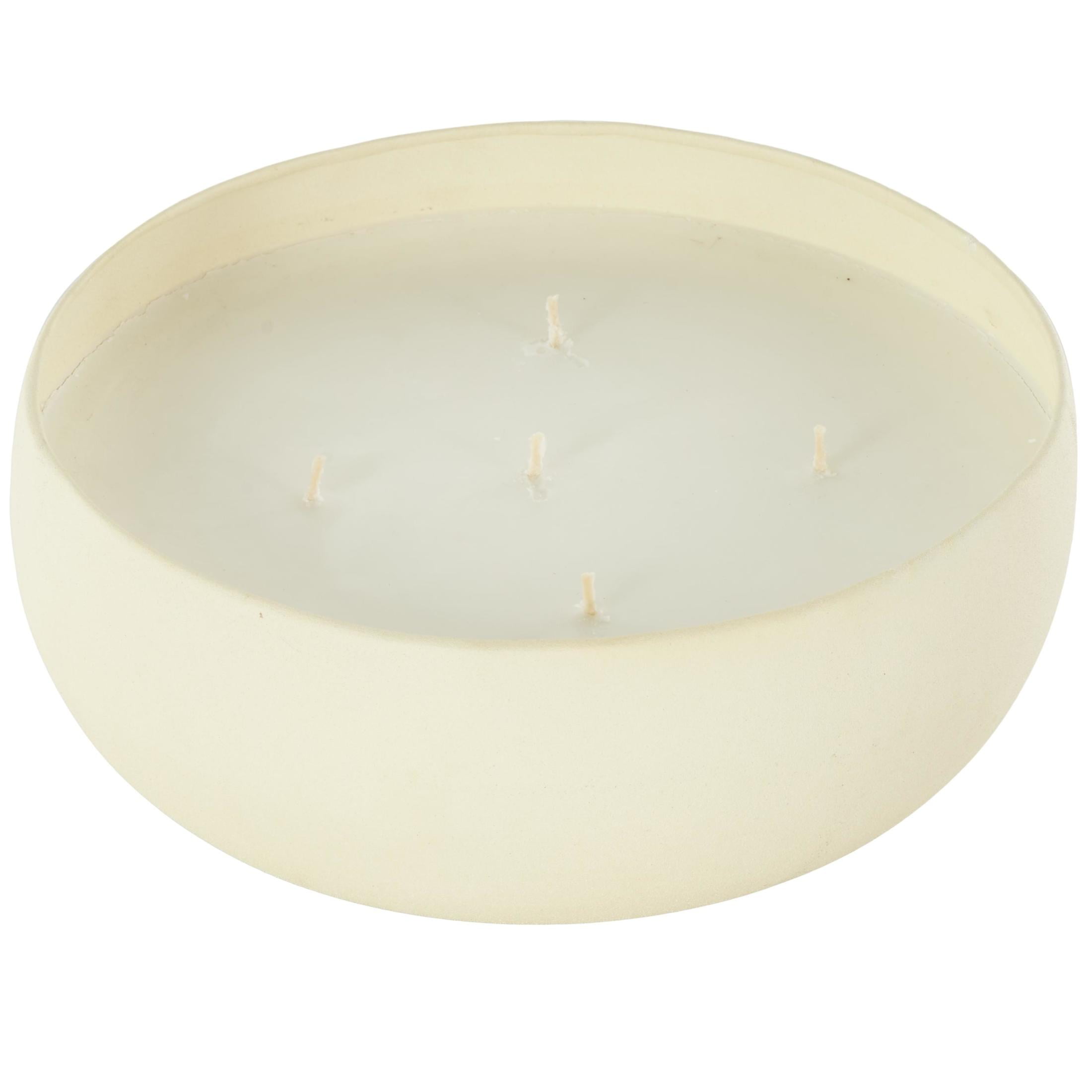 DecMode Cream Metal Tropical Fruit Medley Scented Textured 63oz 5 Wick Candle with White Wax