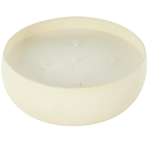 DecMode Cream Metal Tropical Fruit Medley Scented Textured 63oz 5 Wick Candle with White Wax