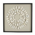 thumbnail image 1 of DecMode Cream Shell Handmade Abstract Circular Shell Wall Decor with Beige Linen Backing and Black Frame, 1 of 10