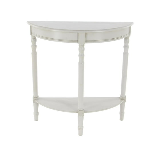 DecMode Cream Traditional Half Moon Shape Wood Console Table, 32"W x 32"H