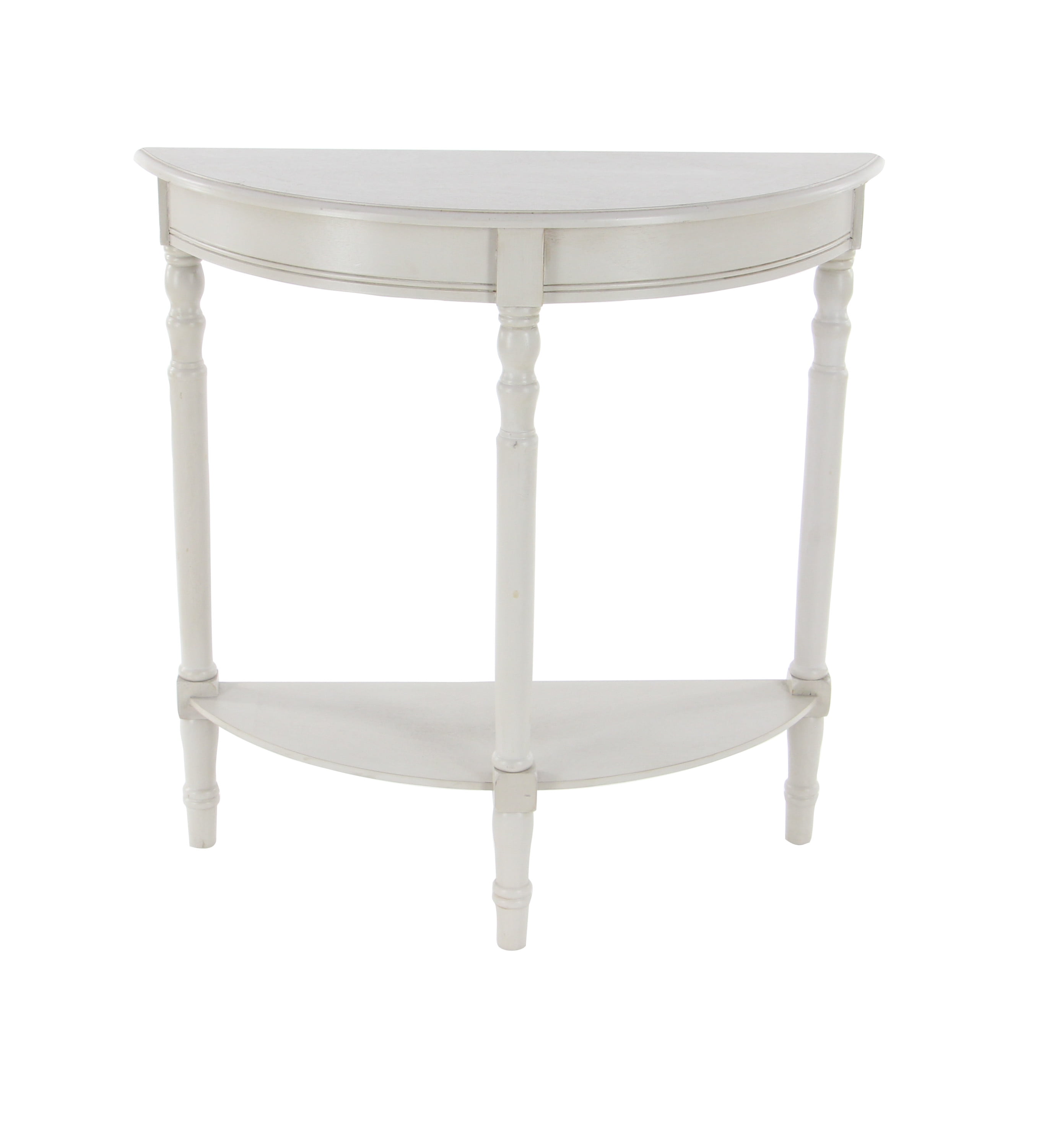 DecMode Cream Traditional Half Moon Shape Wood Console Table, 32"W x 32"H