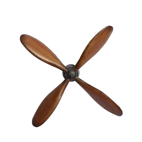 DecMode Dark Brown Metal 4 Blade Airplane Propeller Wall Decor with Aviation Detailing