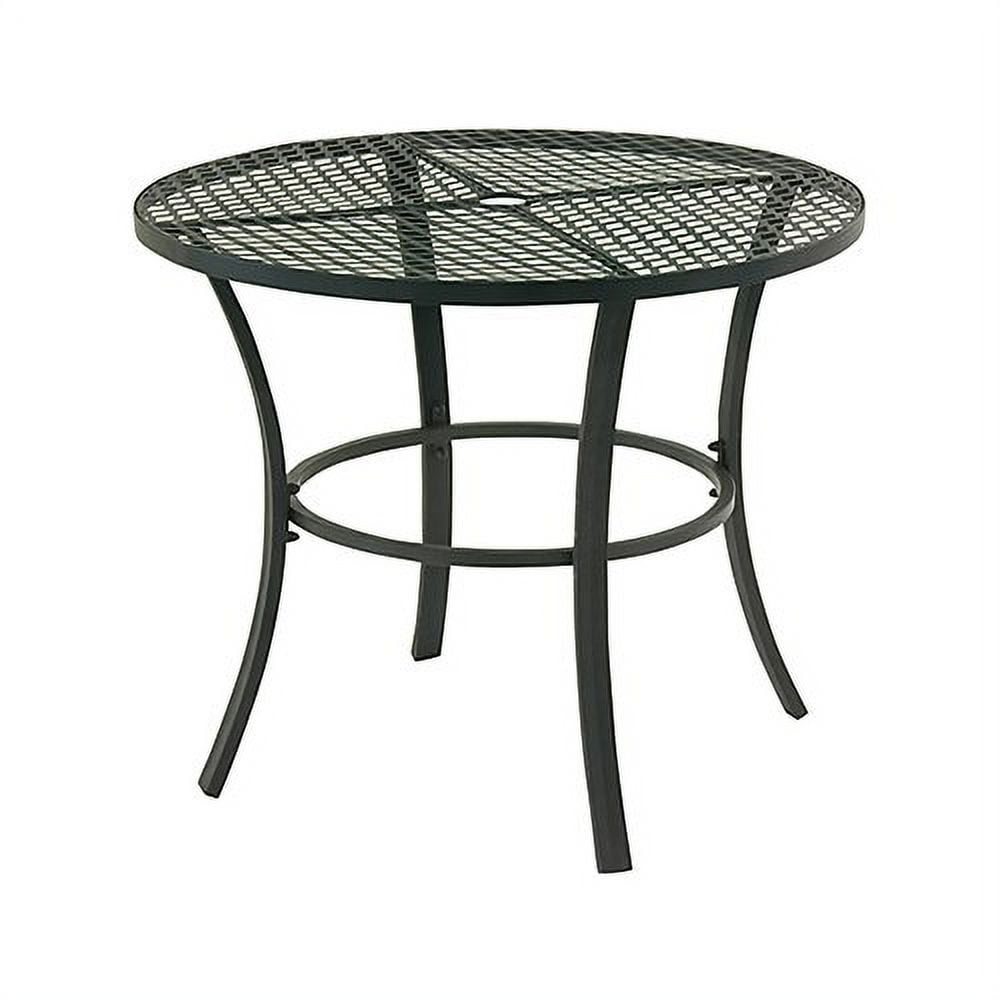 DecMode Diamond Band Panel 36 in. Round Metal Patio Dining Table