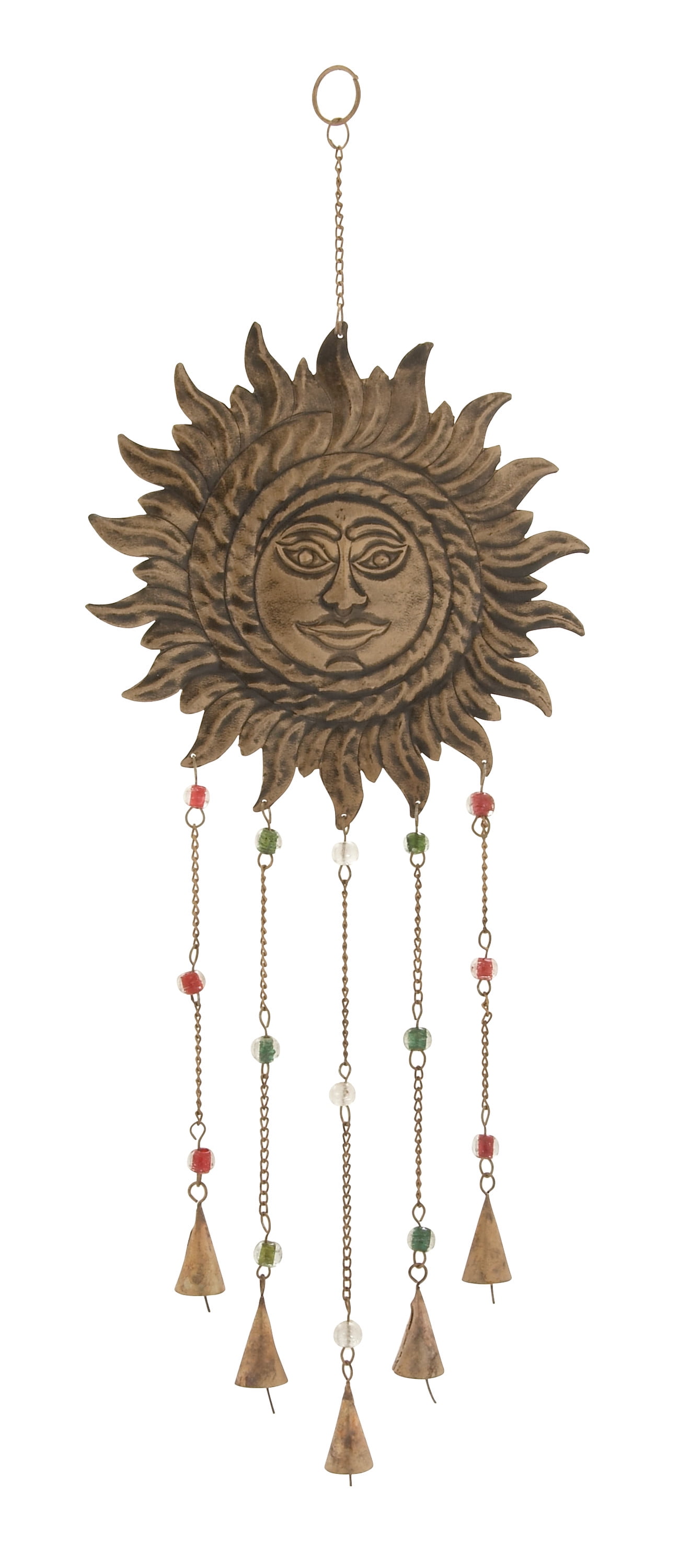 DecMode Gold Eclectic Metal Moon and Sun Windchime Bell with