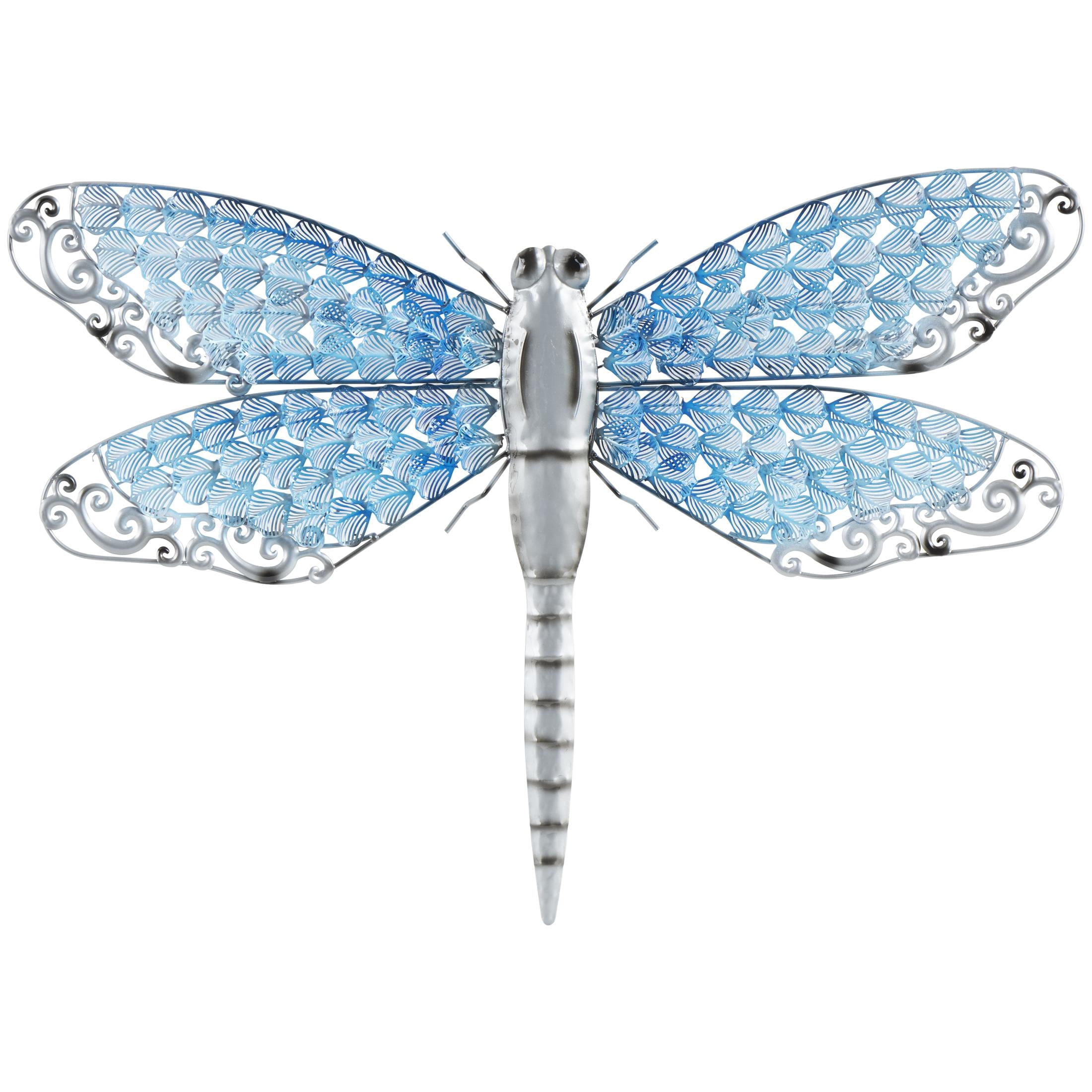 DecMode Eclectic Metal Turquoise Indoor/Outdoor Dragonfly Wall Décor, 25"W x 16"H