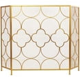 thumbnail image 1 of DecMode Elegant and Contemporary Geometric Designed Mesh Metal Fireplace Screen, 50"L x 35"H, Copper Frame, 1 of 12