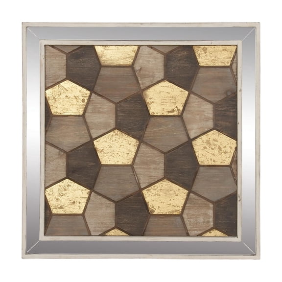 DecMode Brown Wood Geometric Wall Decor