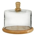 thumbnail image 1 of DecMode Farmhouse Cylindrical Glass Cloche with Brown Round Wooden Finial, 8"W x 6"H, 1 of 11