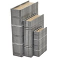 thumbnail image 1 of DecMode Faux Book Gray Faux Leather Decorative Box with Varying Patterns, 3 Count, 1 of 7
