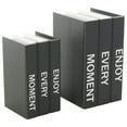 thumbnail image 1 of DecMode Faux Storage Book Black Canvas Decorative Box with White Enjoy, Every, Moment Text, 2 Count, 1 of 23