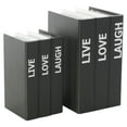 thumbnail image 1 of DecMode Faux Storage Book Black Canvas Decorative Box with White Live, Laugh, Love Text, 2 Count, 1 of 16