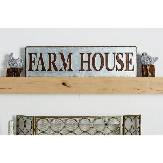 DecMode Fiber Cement & Teak Country Bird Farmhouse Sculpture, Grey