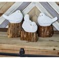 thumbnail image 1 of DecMode Fiber Cement & Teak Country Bird Farmhouse Sculpture, White, 1 of 14