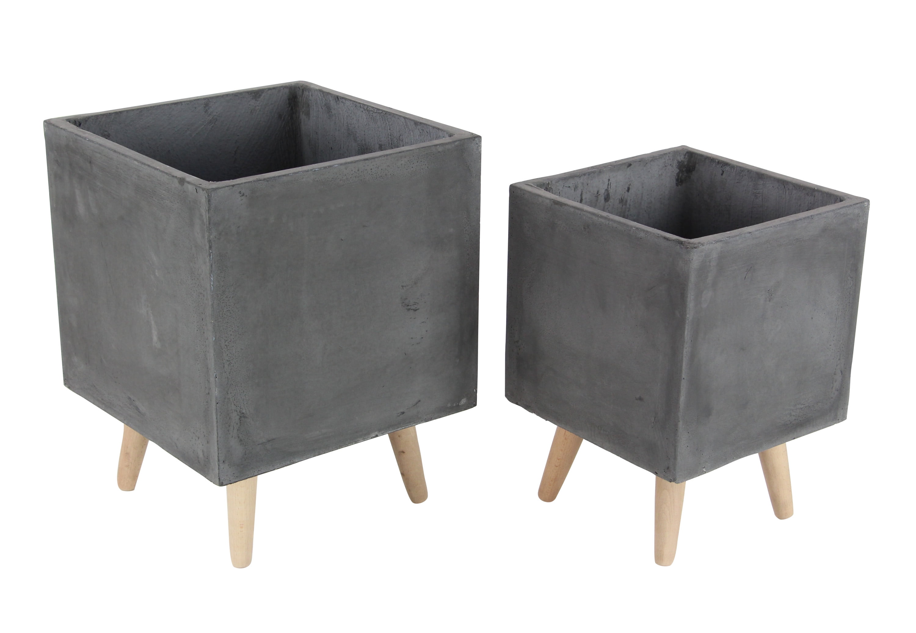 DecMode Fiber Clay Contemporary Planter, White, Set of 3 DecMode Fiber Clay Contemporary Planter, White, Set of 3