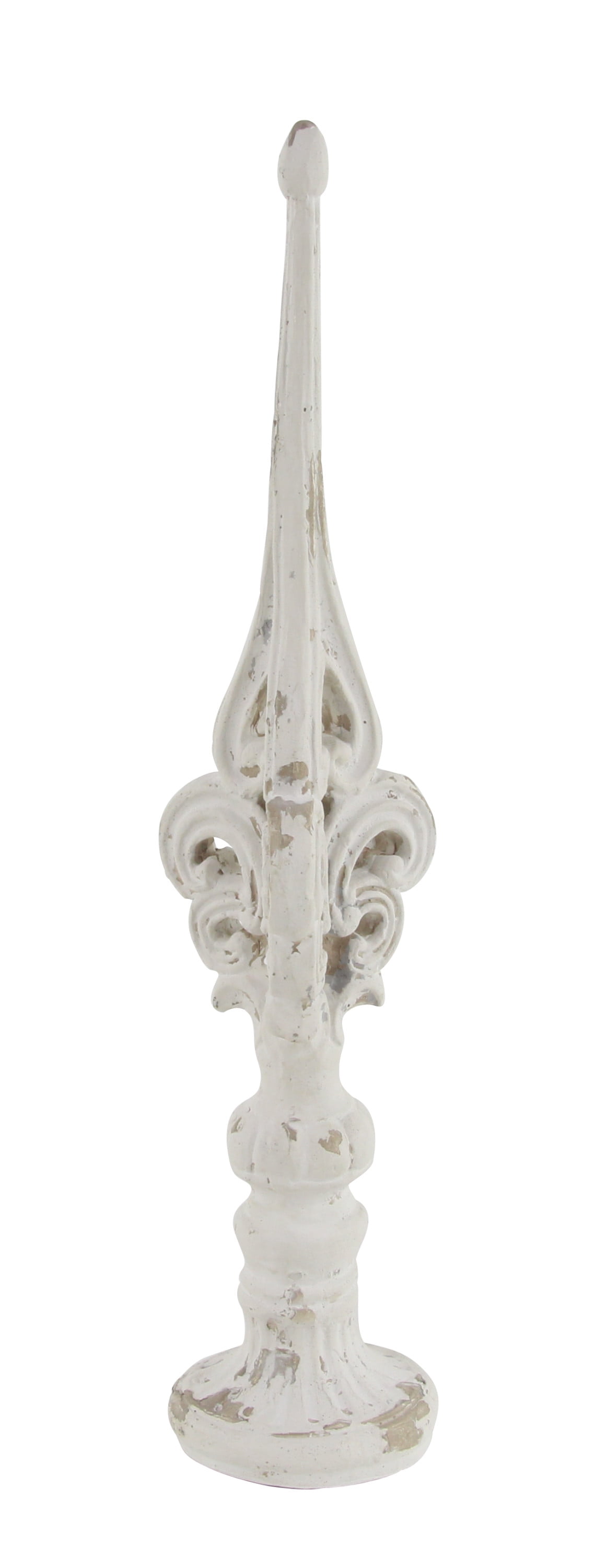 DecMode Fiberglass Vintage Finial Sculpture, White