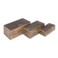 thumbnail image 1 of DecMode Floral Handmade Brown Mango Wood Decorative Box with Hinged Lid, 3 Count, 1 of 16