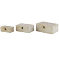thumbnail image 1 of DecMode Floral Handmade White Mango Wood Decorative Box with Hinged Lid, 3 Count, 1 of 10
